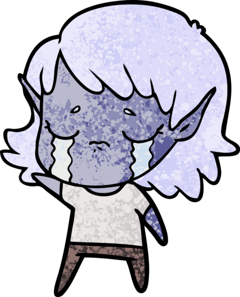 Bir insan tarafından çizilmiş ağlayan elf kızı.