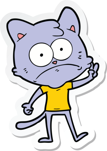 Bir insan tarafından çizilmiş karikatür asabi kedinin çıkartması.