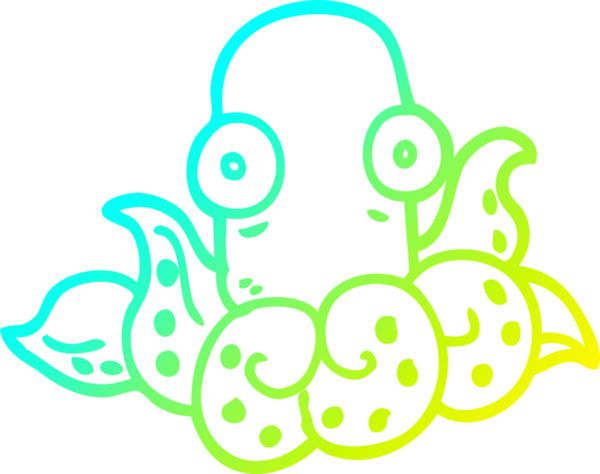 Bir insan tarafından çizilmiş komik ahtapotun soğuk gradyan çizimi