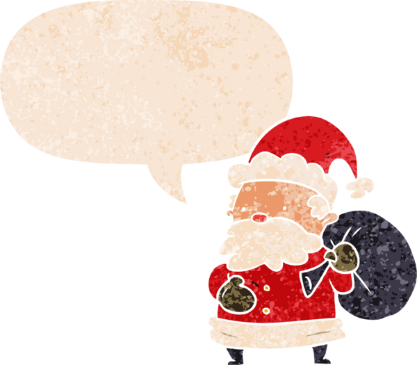 çizgi film Noel Baba, grunge 'da konuşma baloncuğu olan sıkıntılı eski moda bir insan tarafından çizilmiş.