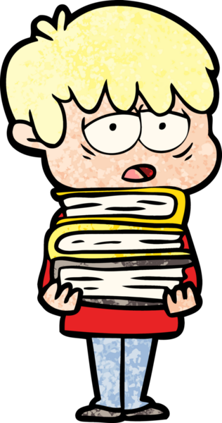 Bir insan tarafından çizilmiş bir kitabı tutan bitkin bir çocuk.