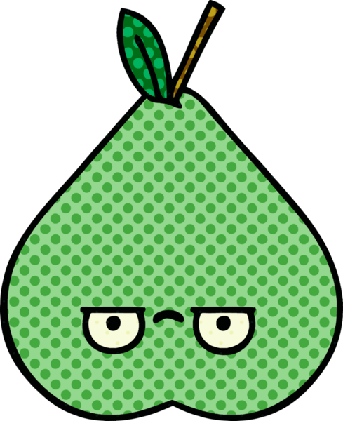 bir insan tarafından çizilmiş yeşil bir armut çizgi romanı