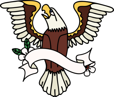 Bir insan tarafından çizilmiş Amerikan kartalı dövmesi.