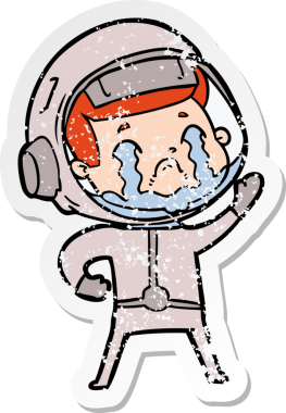 Bir insan tarafından çizilmiş ağlayan bir astronotun sıkıntılı çıkartması.