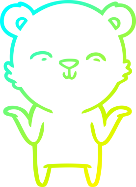 Bir insanın omuzlarını silkeleyen mutlu bir kutup ayısının soğuk gradyan çizgisi