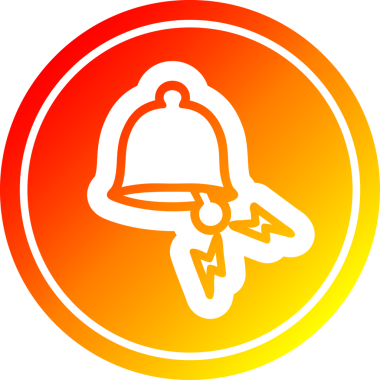 Bir insan tarafından çizilmiş sıcak eğimli çan dairesel simgesi