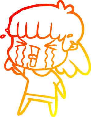 Bir insan tarafından çizilmiş göz yaşları içindeki çizgi film kadını çizimi.