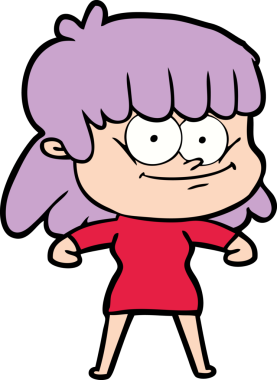 Bir insan tarafından çizilmiş gülümseyen bir kadın.