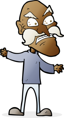 Bir insan tarafından çizilmiş kızgın yaşlı bir adam.