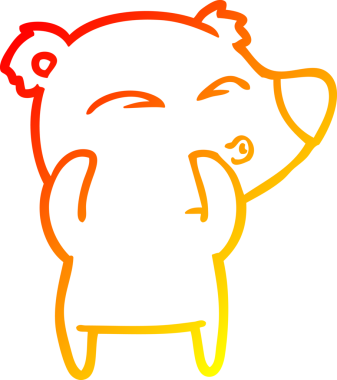 Bir insan tarafından çizilen çizgi film ıslık çalan ayının sıcak çizgi çizimi