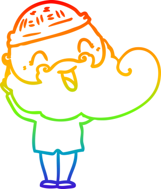 Gökkuşağı gradyan çizgisi bir insan tarafından çizilmiş mutlu sakallı bir adamın çizimi