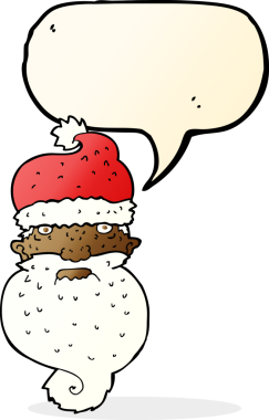 bir insan tarafından çizilmiş karikatür, acımasız Noel Baba yüzü.