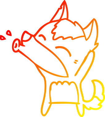 Bir insan tarafından çizilen uluyan kurt çizgi filminin sıcak gradyan çizimi