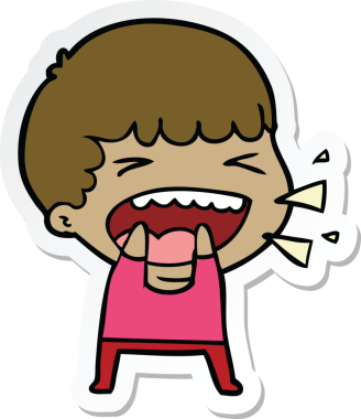 Bir insan tarafından çizilmiş bir karikatür çıkartması.