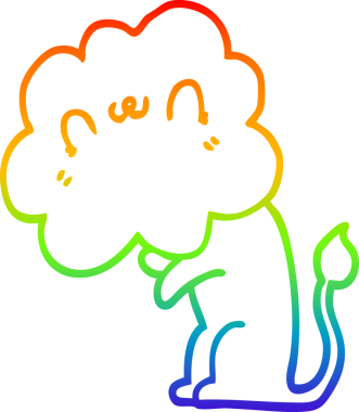 gökkuşağı gradyan çizgi çizimi bir insan tarafından çizilmiş bir aslan