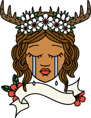 Bir insan tarafından çizilmiş Retro Dövme Tarzı İnsan Druidi