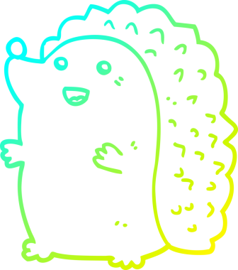 Bir insan tarafından çizilen mutlu kirpinin soğuk çizgi çizimi