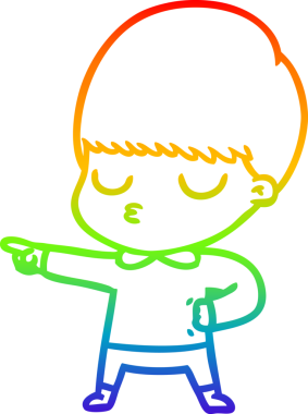 Gökkuşağı gradyan çizgi çizimi bir insan tarafından çizilmiş sakin bir çocuk