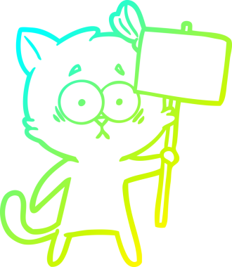 Bir insan tarafından çizilen çizgi film kedisinin soğuk gradyan çizgisi.