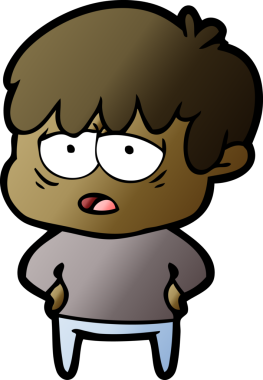 Bir insan tarafından çizilmiş bitkin çocuk çizgi filmi.