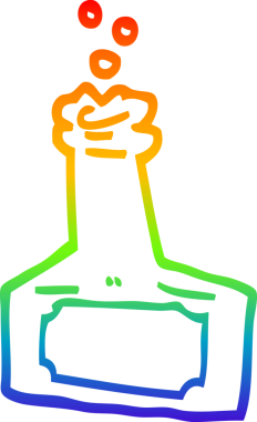 Bir insan tarafından çizilmiş karikatür köpüren şişesinin çizimi.