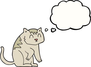 Bir insan tarafından çizilmiş serbest çizim baloncuk çizgi film kedisi.