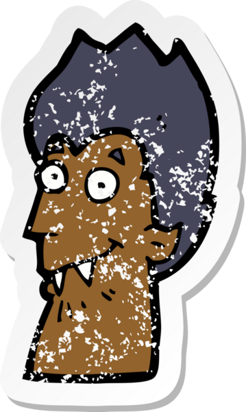 Bir insan tarafından çizilmiş vampir kafasının gerilimli çıkartması.