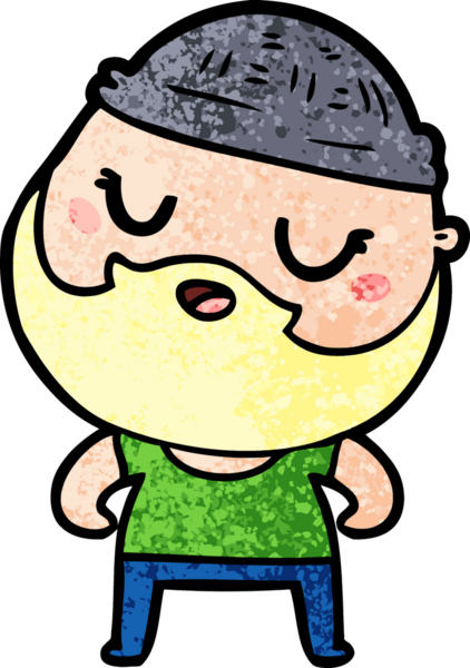 Bir insan tarafından çizilmiş sakallı sevimli bir çizgi film adamı.