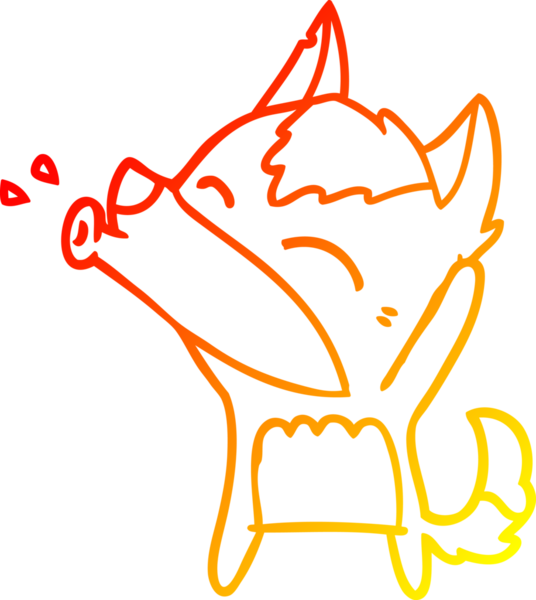 Bir insan tarafından çizilen uluyan kurt çizgi filminin sıcak gradyan çizimi