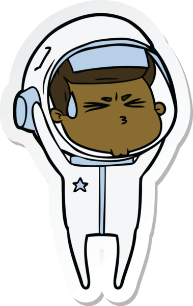 Bir insan tarafından çizilmiş astronotun çizdiği bir çizgi film çıkartması.