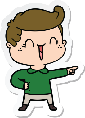 Bir insan tarafından çizilmiş, gülen çocuğun çıkartması.