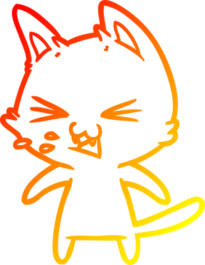 Bir insan tarafından çizilmiş çizgi film kedisinin sıcak çizgi çizimi