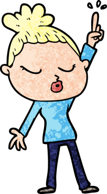 Bir insan tarafından çizilmiş sakin bir kadın çizgi filmi.