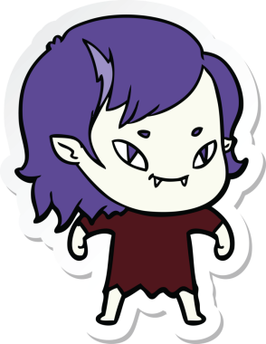 Bir insan tarafından çizilmiş, karikatür dostu vampir bir kızın çıkartması.