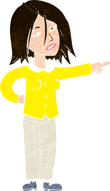 Bir insan tarafından çizilmiş çizgi film kadını.