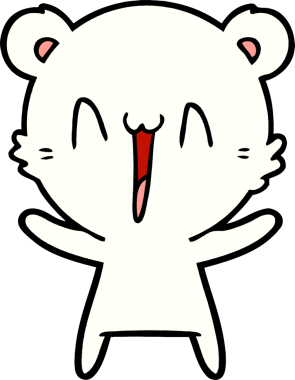 Bir insan tarafından çizilmiş mutlu kutup ayısı karikatürü