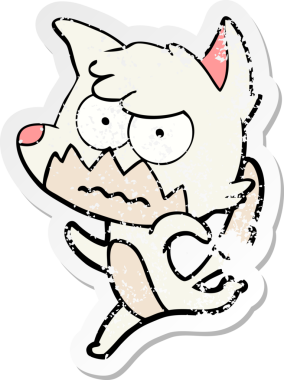 Bir insan tarafından çizilmiş, sıkıntılı bir çizgi film çıkartması.