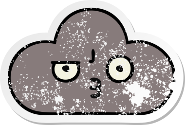 Bir insan tarafından çizilmiş tatlı bir karikatür fırtına bulutunun sıkıntılı çıkartması