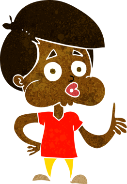 Çizgi filmci çocuk bir insan tarafından çizilmiş.