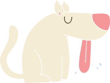 Bir insan tarafından çizilmiş tuhaf bir çizgi film köpeği.