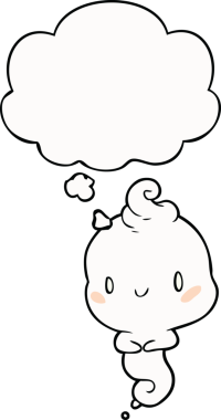 Bir insan tarafından çizilmiş düşünce balonlu çizgi film hayaleti.