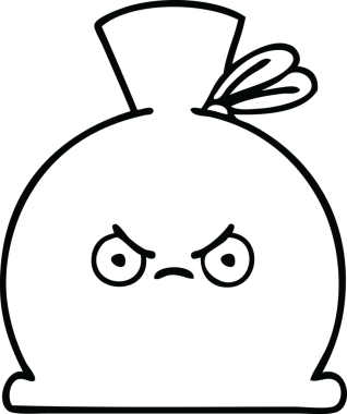 Bir insan tarafından çizilmiş çuval karikatürü.