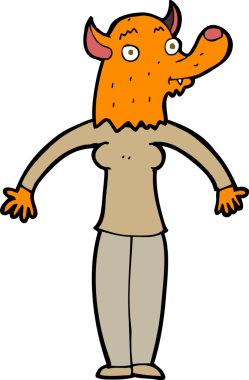 Bir insan tarafından çizilmiş tilki kadın.