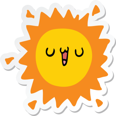 Bir insan tarafından çizilmiş bir çizgi film güneşinin çıkartması.