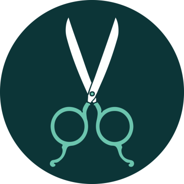 Bir insan tarafından çizilmiş berber makasının ikonik dövme şekli