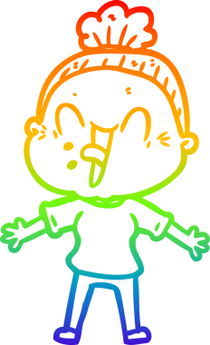 Gökkuşağı gradyan çizgi çizimi Bir insan tarafından çizilmiş mutlu yaşlı kadın