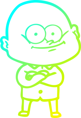 Bir insan tarafından çizilmiş, kel bir adamın soğuk çizgi çizimi.