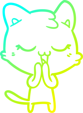 Bir insan tarafından çizilmiş mutlu çizgi film kedisinin soğuk gradyan çizgisi.