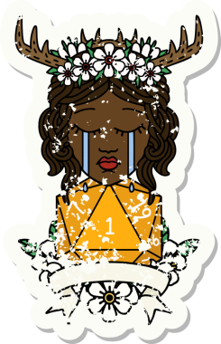 Retro Dövme Tarzı Ağlayan İnsan Druid Bir insan tarafından çizilmiş doğal bir ruloyla