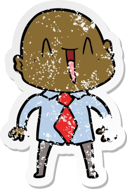 Bir insan tarafından çizilmiş mutlu, kel bir adamın sıkıntılı çıkartması.